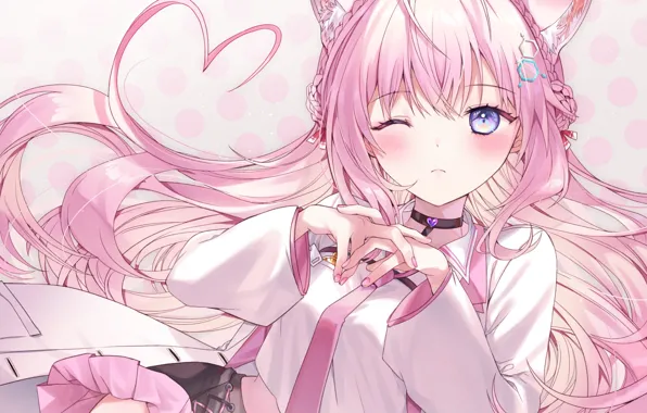 Кошка, девушка, Hololive, виртуальный ютубер, Hakui Koyori