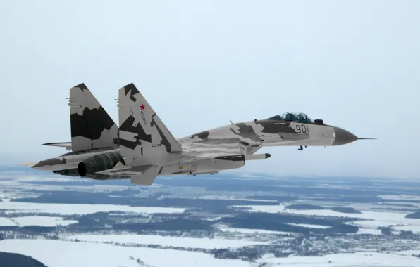 Картинка Су-35, ОКБ Сухого, ВВС России, Flanker-Е+, многоцелевой сверхманёвренный истребитель, поколение 4++