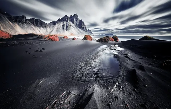 Море, берег, Vestrahorn Islande