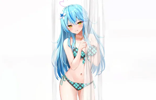 Girl, sexy, cleavage, flower, long hair, boobs, sexy girl, anime