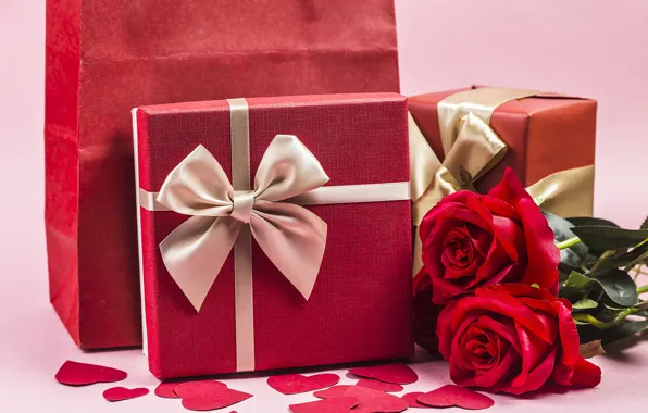 Любовь, цветы, подарок, сердце, розы, red, love, romantic
