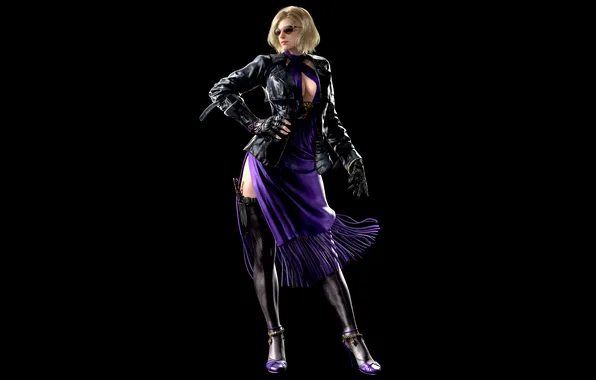 Картинка Games, Nina Williams, Weapons, Heels, Jacket, Glasses, Stockings, Gloves