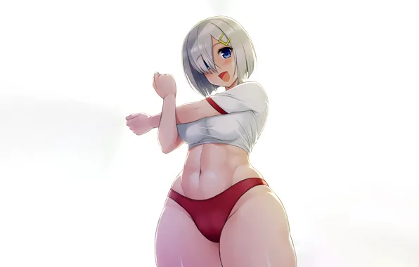 Girl, sexy, shorts, anime, blue eyes, beautiful, short hair, pretty