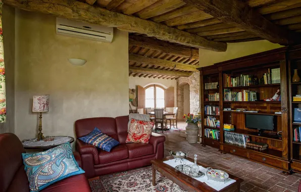 Дизайн, стиль, интерьер, библиотека, гостиная, Тоскана, столовая, Tuscany