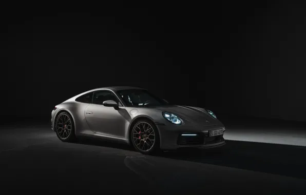 Купе, 911, Porsche, тёмный фон, Carrera 4S, 992, 2019