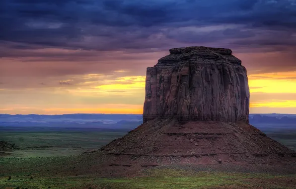 Облака, рассвет, пустыня, юта, долина монументов, Navajo Nation