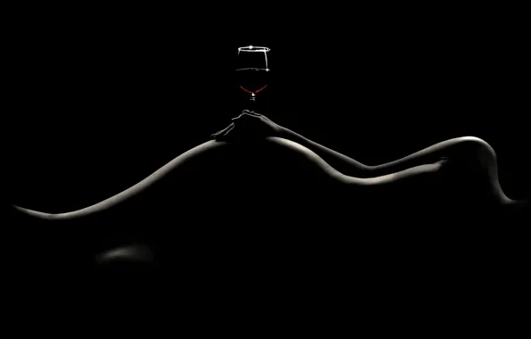 Девушка, вино, бокал, фигура, girl, glass, wine, figure