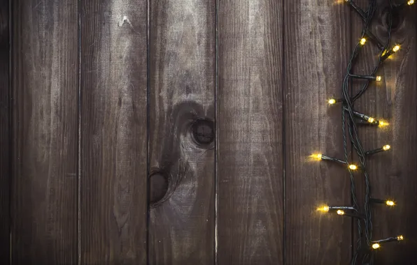 Картинка фон, дерево, Новый Год, Рождество, гирлянда, Christmas, wood, background