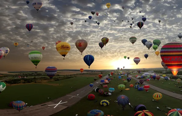 Картинка небо, цвета, полет, воздушный шар