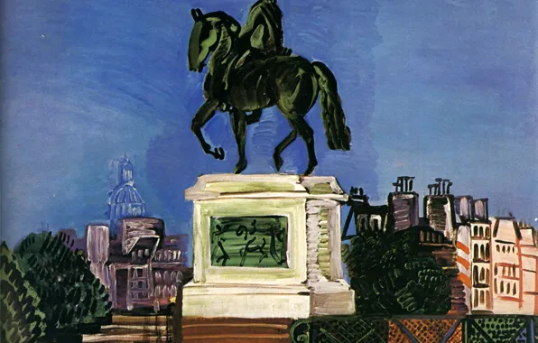 New York, 1926, Huile sur Toile, Raoul Dufy, Perls Galleries, Gallant green, Le vert Galant