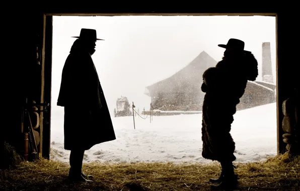 Снег, шляпа, силуэт, сено, метель, тарантино, tarantino, самюэл л джексон