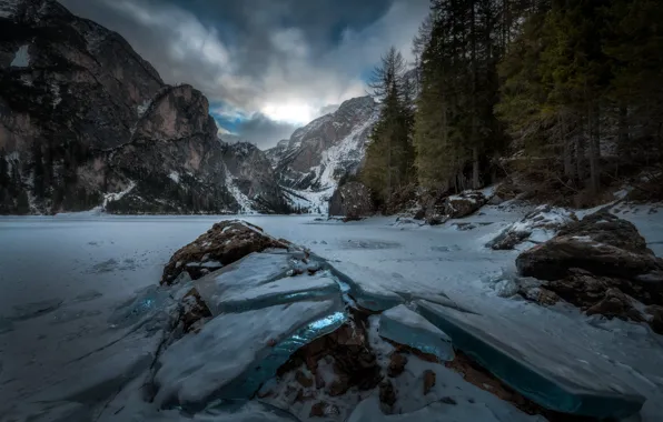 Зима, Pragser Wildsee, Südtirol