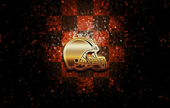 Wallpaper, sport, logo, NFL, glitter, checkered, Cleveland Browns