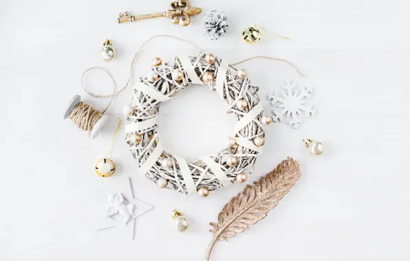 Новый Год, Рождество, white, vintage, merry christmas, decoration