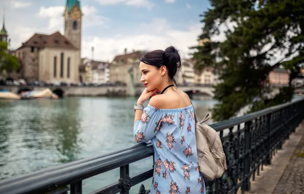 Model, River, Angelina Petrova, Looking Out, On Holiday