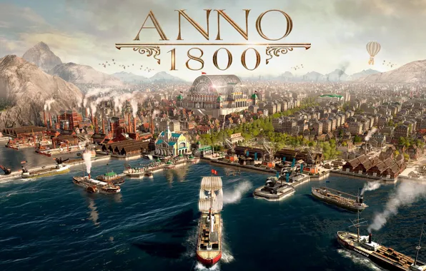 Картинка море, город, корабли, симулятор, Gamescom 2018, Анно 1800, Anno 1800