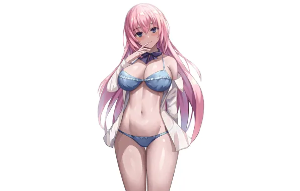Girl, hot, sexy, bra, panties, pink hair, boobs, pretty