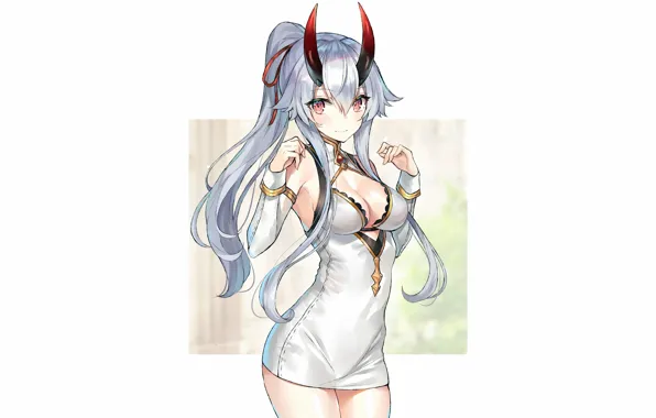 Girl, sexy, cleavage, long hair, dress, boobs, anime, beautiful