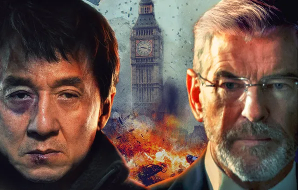 Взрыв, фон, Джеки Чан, Pierce Brosnan, Jackie Chan, The Foreigner