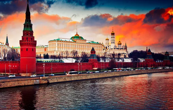 City, река, Москва, Кремль, Россия, Russia, Moscow, Kremlin