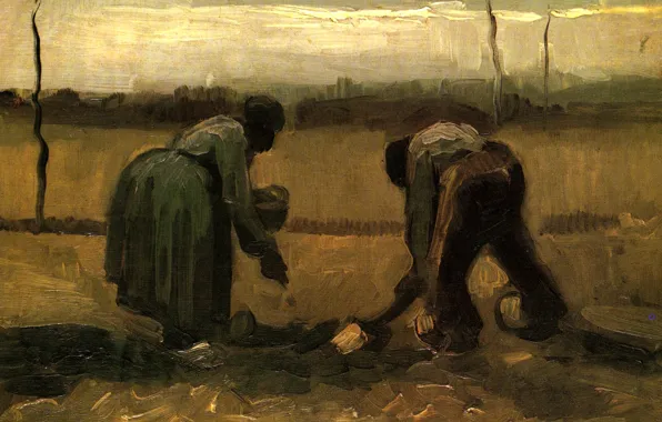 Винсент ван Гог, Woman Planting Potatoes, Peasant and Peasant