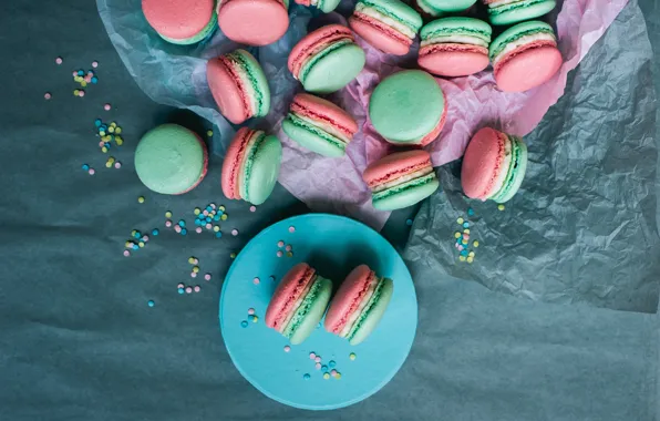 Фон, тарелка, пирожное, cake, выпечка, background, macaroons, pastries