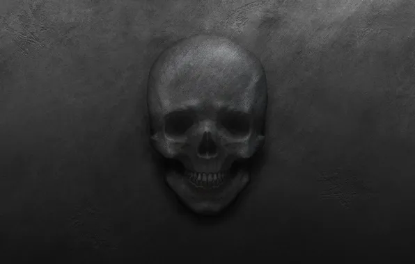 Картинка металл, череп, черный фон