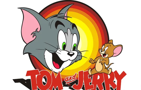 Кот, мультфильм, мышь, белый фон, заставка, Том и Джерри, Tom and Jerry