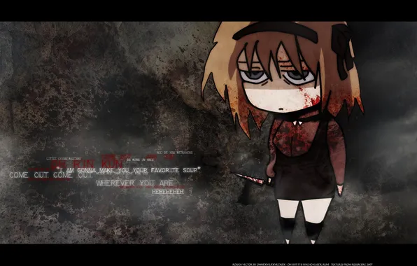 Взгляд, кровь, аниме, нож, унылая девочка