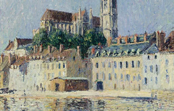 Картина, городской пейзаж, Гюстав Луазо, Gustave Loiseau, Собор в Осере