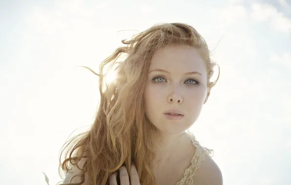 Солнце, Девушка, Взгляд, Girl, Глаза, Актриса, Рыжая, Sun