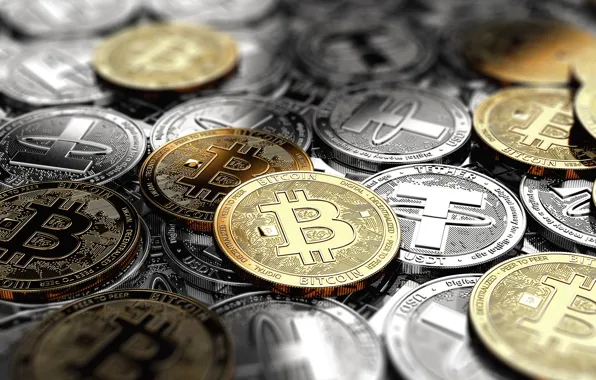 Gold, coins, coin, bitcoin