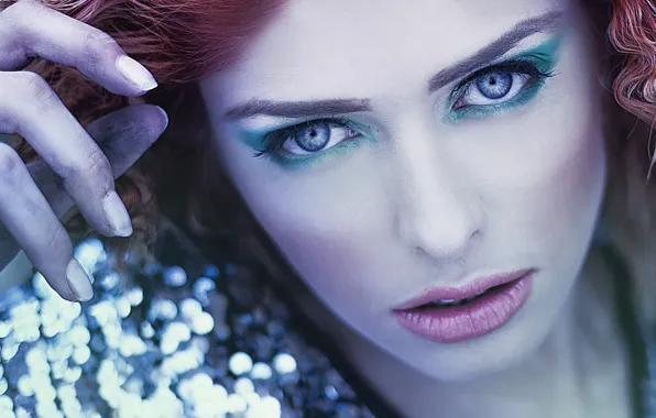 Взгляд, лицо, модель, макияж, пальцы, Fiorella Panico