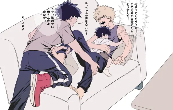 Диван, мальчик, спит, парни, My Hero Academia, Boku No Hero Academia, Мидория Изуку, Моя Геройская …