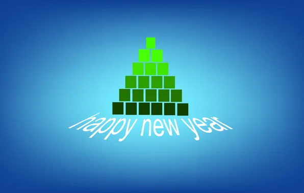 Картинка синий, зеленый, кубики, елка, минимализм, с новым годом