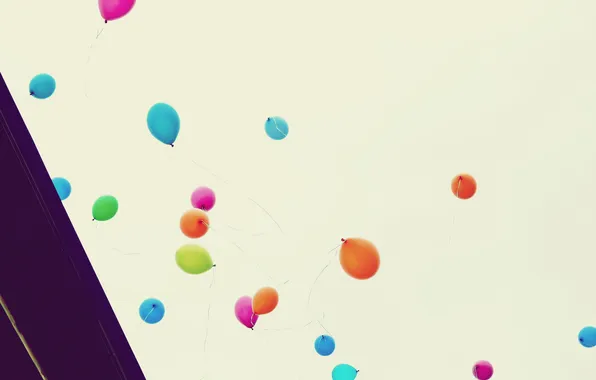 Картинка шарики, полет, радость, счастье, вверх, разноцветные, ностальгия