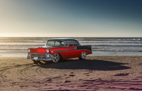Картинка Chevrolet, Car, Front, Bel Air, Sun, Water, Old, Summer
