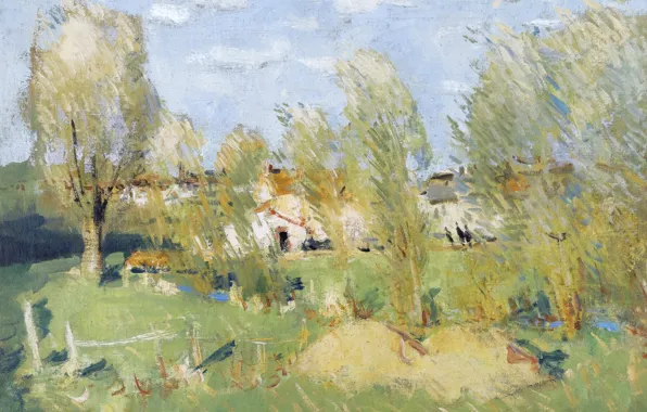 Пейзаж, картина, Пьер Эжен Монтезин, Вход в Деревню, Pierre Eugene Montezin