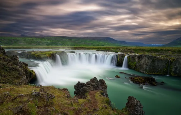 Картинка природа, река, водопад