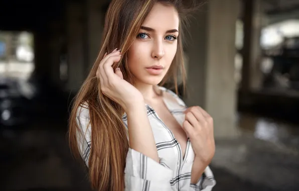 Woman, Blue eyes, Babe girl brown hair