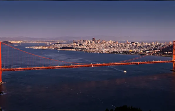 Картинка USA, Golden Gate Bridge, vintage, San Francisco, dusk, bay, aerial
