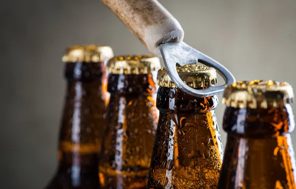 Metal, glass, beer, bottles, bottle opener