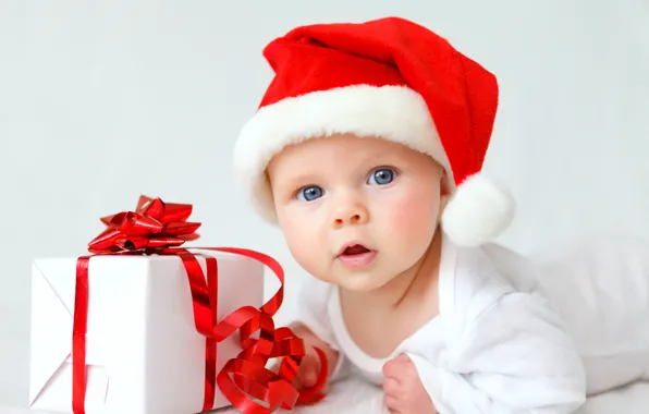 Подарок, шапка, ребенок, малыш, Рождество, Christmas, младенец, gift