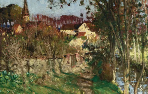 Пейзаж, картина, Пьер Эжен Монтезин, Pierre-Eugene Montezin, Вечер в Сен-Жермэн-Сюр-Авр