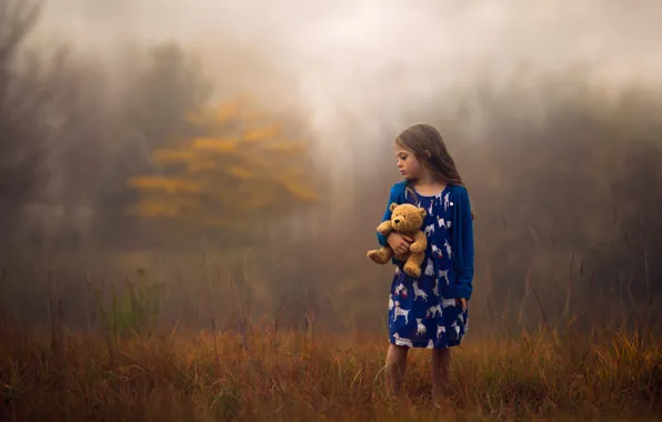 Осень, природа, игрушка, девочка