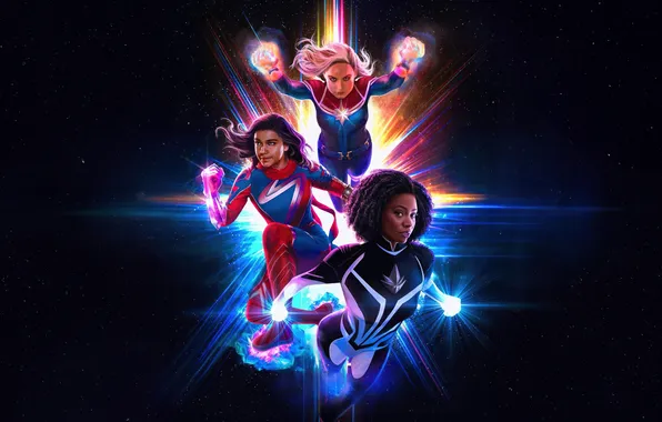 Фон, фантастика, девушки, постер, комикс, костюмы, супергерои, MARVEL