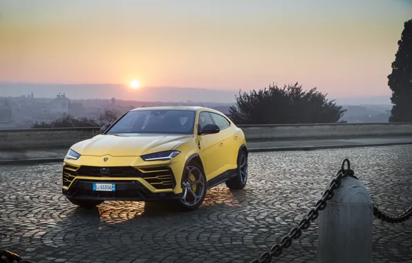 Закат, вечер, Lamborghini, Италия, 2018, кроссовер, Urus