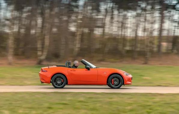 Оранжевый, профиль, Mazda, родстер, MX-5, 30th Anniversary Edition, 2019