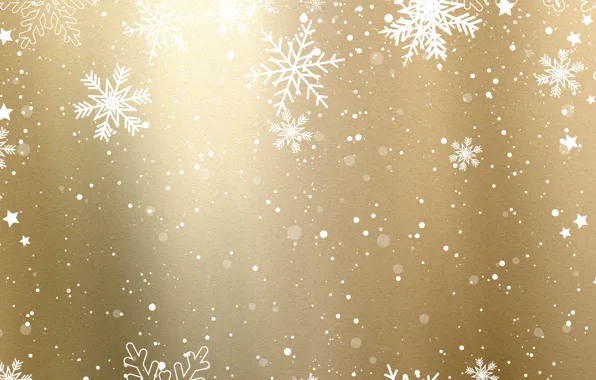 Зима, снег, снежинки, фон, golden, Christmas, winter, background