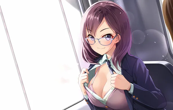 Girl, sexy, lingerie, bra, cleavage, long hair, boobs, anime